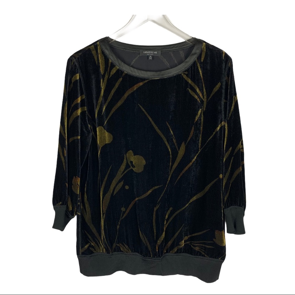 LAFAYETTE 148 VELOUR RIBBED TUNIC BLOUSE